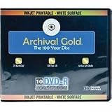 Delkin DVD-R Archival Gold with Inkjet Printable Face, 4.7 GB, 10 Pack with Sleeves