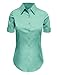 LE3NO Womens Tailored Short Sleeve Button Down Shirt with Stretch