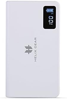 Helix Gear Powersure Pro 2 Display, 10,000 mAh High Capacity, Slimline, Dual Output Portable Charger - includes Helix Gear's Comprehensive 1 Year Customer Protection Program (White)