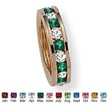 PalmBeach Jewelry Birthstone Baby Ring 14k Gold-Plated Charm- May- Simulated Emerald
