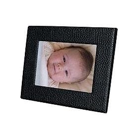 Pictronic Illuminated Flat Screen Photo Frame for a 4x6 Picture, Black Faux Leather Texture