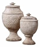 Uttermost 19295 Cindy - Urn (Set of 2), Antiqued Aged Ivory Finish