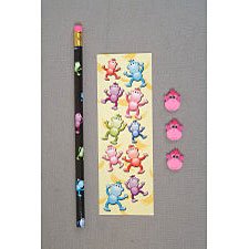 Childrens Toyshop  Toys : Monkey Pencil, Eraser and Sticker Set - 12 sets