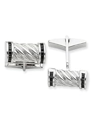 Sterling Silver Black CZ Barrel Cuff Links