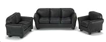 Dollhouse Miniature Black Leather Modern Living Room Set of 3