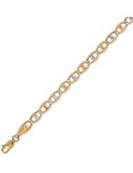 14K Solid 3 Tri Color Gold Flat Mariner Chain Bracelet 5mm (3/16 in.) - 7 in.