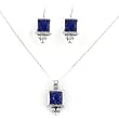Sterling Silver Square Sodalite Inlay Drop Earrings and Matching Pendant, 16''