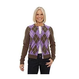 Amazon.com: Women's Petite Original Fine Gauge Argyle Cardigan Sweater: Clothing