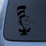CAT IN THE HAT - Vinyl Decal Sticker #A1007 | Vinyl Color: Black