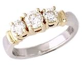 Two Toned Three Stone Diamond Ring