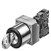 Siemens 3SB36 02-4AD11 RONIS Key Operated Switch, 2 Switch Positions, Maintained Operation, Remove Key Any Position, O-I Switching Sequence, 50 Degree Operating Angle, 1 NO