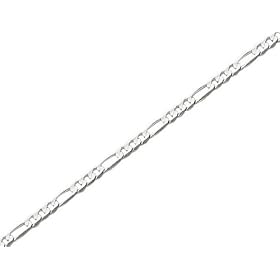 Concave3mmFigaroChainBracelet8Inchesin14KWhiteGold