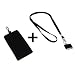 Bluecell Black Faux suede Carrying Bag/Sleeve + Black Clasp Neck Strap Band Lanyard Band for iphone 4 4S 3G 3GS + Bluecell Cable Tie