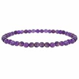 Genuine Amethyst Stone 4mm Bead Beaded Stretch Bracelet