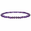 Genuine Amethyst Stone 4mm Bead Beaded Stretch Bracelet
