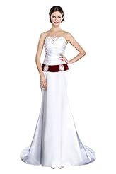 Strapless Satin Sequined Belted Lace-Up  Dress With a Sash 
