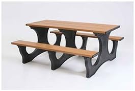 Polly Tuff Easy Access 6' Picnic Table, Brown Top/Black Frame