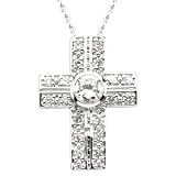 Sterling Silver Covenant of Prayer Crystal Cross Necklace, 18"