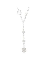 Genuine .925 Sterling Silver Polished Flower Drop Necklace. 100% Satisfaction Guaranteed.