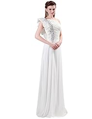  One Shoulder Acrylic/Chiffon Ruched Sequined  Ball Gown Evening Dress/Bridesmaid Dress/Prom Dress/Party Dress 