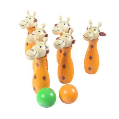Childrens Toyshop  Outdoor Living : Traditional Wooden Indoor Bowling Set Giraffe