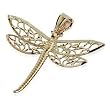 Stunning 10 KT Solid Yellow Gold Dragonfly Filigree Pendant 10K Charm
