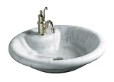 KOHLER K-2333-1-WH Nature's Chemistry Botticelli Vessels Countertop Lavatory with Single-Hole Faucet Drilling, White Carrara Marble
