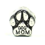 Pandora Style Antique Silver Plated "Dog Mom" Paw Bead Charm ~ Beauty Bead