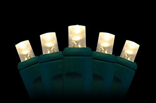 20 LED Christmas mini lights - WARM WHITE LEDS - 5mm conical bulbs - green wire