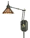 Quoizel TF582WZ Tiffany 26-Inch 1-Light Swing Arm Wall Lamp with 140-Piece of Tiffany Glass Shade, Medici Bronze