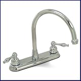 Chrome Kitchen Faucet with Sprayer - Two Lever Handles Classic