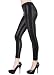 Yelete Pleather Knee Patch Matte Black Liquid Leggings Back Pockets Size Medium/Large