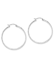 2.8mm, 14K White Gold Diamond-cut Hoops, 46mm (1 3/4")