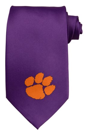 Clemson University Tigers Solid Logo Tie Purple