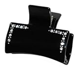 France Luxe Rectangle Jaw with Swarovski Trim - Black/Crystal