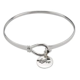 Buy Sterling Silver Love Charm Catch Bangle Bracelet by Amazon.com Collection