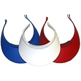 3 Plastic Ladies Sun Visors, 1 each Red, White, Blue. Mfg. USA