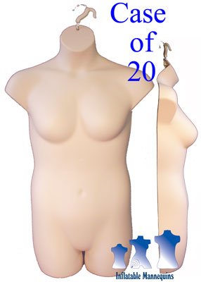 Female Plus Size 3/4 Form - Hard Plastic, Black, White, or Fleshtone, Case of 20
