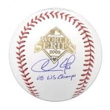 Chase Utley Hand Signed Autographed 2008 World Series Champs Baseball Phillies