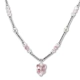 Pink Butterfly Necklace Made with SWAROVSKI ELEMENTS Crystals and Pearls Sterling Silver