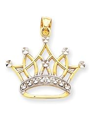 14k Gold and Rhodium Crown Pendant