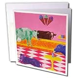 CherylsArt Ice Cream Food - Colorful Ice Cream Cows for Birthday and Social - Greeting Cards-12 Greeting Cards with envelopes