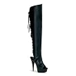 5 3/4 Inch Heel Sexy Boots Open Toe Thigh Boot Back Lace Up Black