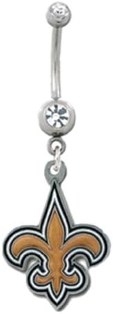 Silver New Orleans Saints Charm Belly Button Ring