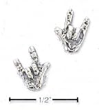 Sterling Silver Sign Language Love Post Earrings