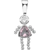 Genuine IceCarats Designer Jewelry Gift 14K White Gold Girl Pendant W/Cz & Trillion Imitation Birthstone. October Girl Pendant W/Cz & Trillion Imitation Birthstone In 14K White Gold