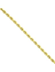 14K Gold 7mm Diamond Cut Rope Chain 24"