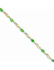 Genuine 14K Yellow Gold Diamond And Emerald Oval Bracelet 3 Grams Of Gold 100% Satisfaction Guaranteed.
