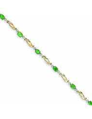 1.6 Carat 14K Gold Diamond and Emerald Oval Bracelet