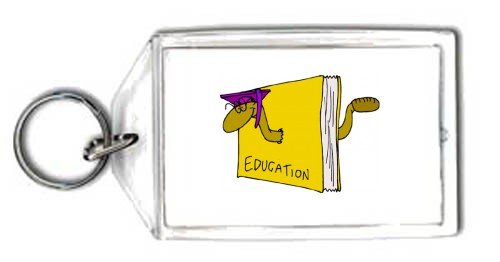 Keychain with hat, worm, book, graduate
